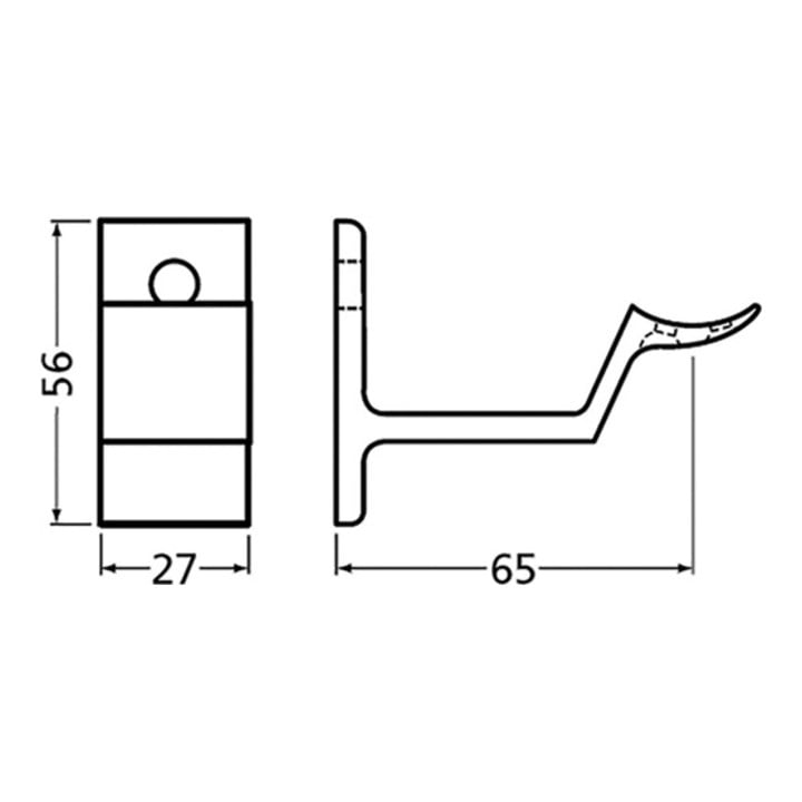 Hermeta Handlaufträger 3543 Alu.silberf.elox.gewölbte Auflage