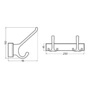 Hermeta Huthaken-Leiste 0822-0825 2 Hak.A.96mm LM.silberf.elox.H.102mm-4
