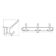 Hermeta Huthaken-Leiste 0822-0825 3 Hak.A.96mm LM.silberf.elox.H.102mm-4