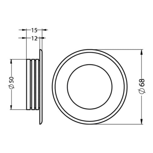 Hermeta Poignée encastrée porte coulissante alu argenté anodisé rond EL.-D. 50 mm