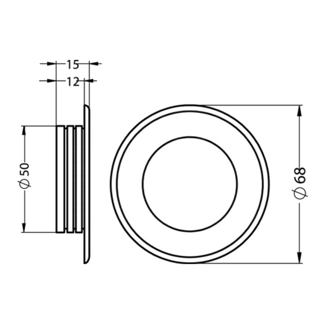Hermeta Poignée encastrée porte coulissante alu argenté anodisé rond EL.-D. 50 mm