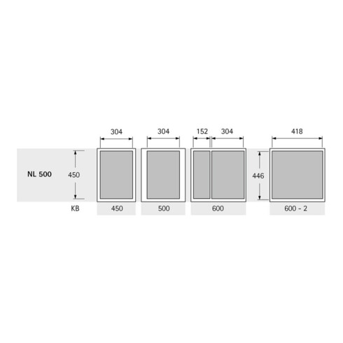 Hettich Abfallsystem-Rahmen AvanTech YOU Pull 9278337, KB 600mm STA anthrazit pulverb.