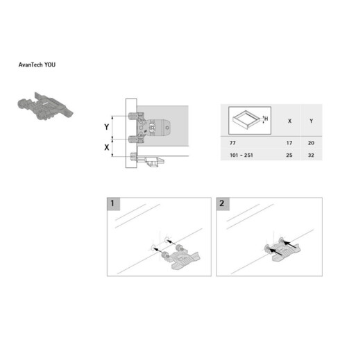 Hettich ARCITECH FACE STABILISATRICE PLASTIQUE ANTHRACITE