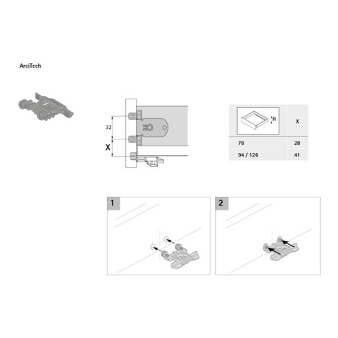 Hettich ARCITECH FACE STABILISATRICE PLASTIQUE ANTHRACITE