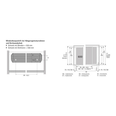 Hettich Armoire de bureau Tiroir en acier Systema Top 2000 9011947 acier aspect aluminium