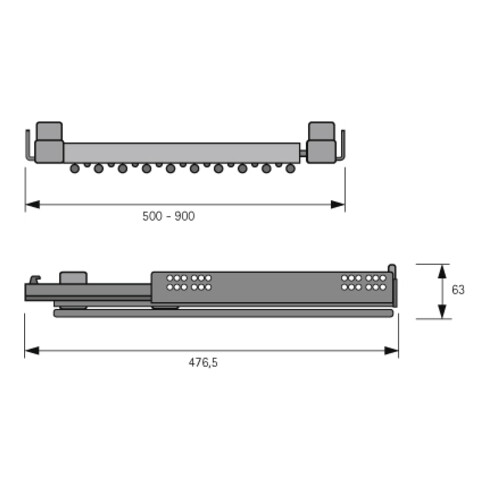 Hettich Ausziehbarer Hosenhalter Amari, silber, 500 - 600 mm