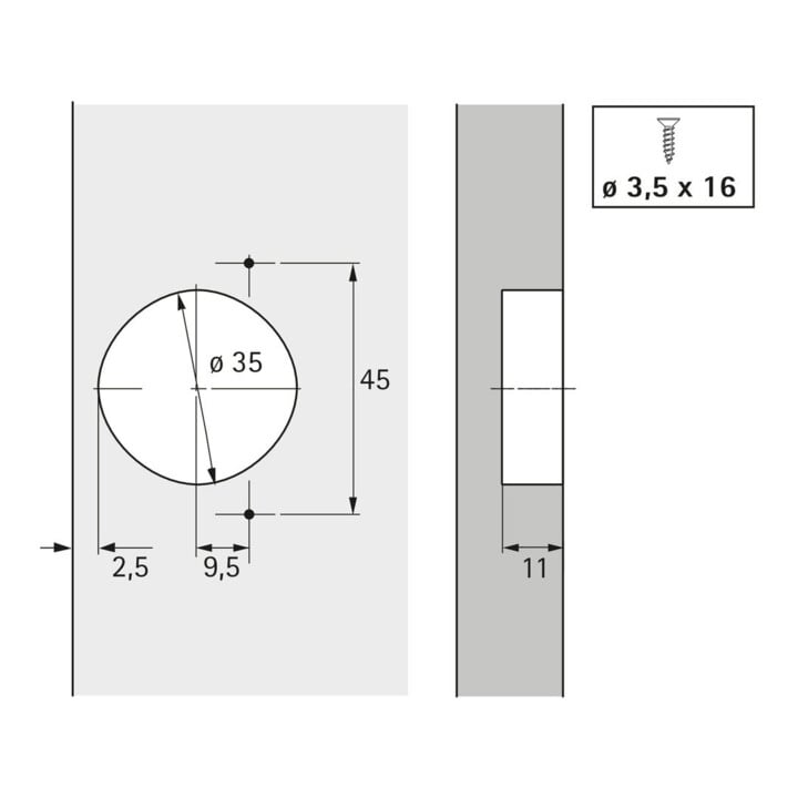 Hettich Automatikscharnier Optimat Plus 4 FM 9072548, 110° Stahl vernickelt