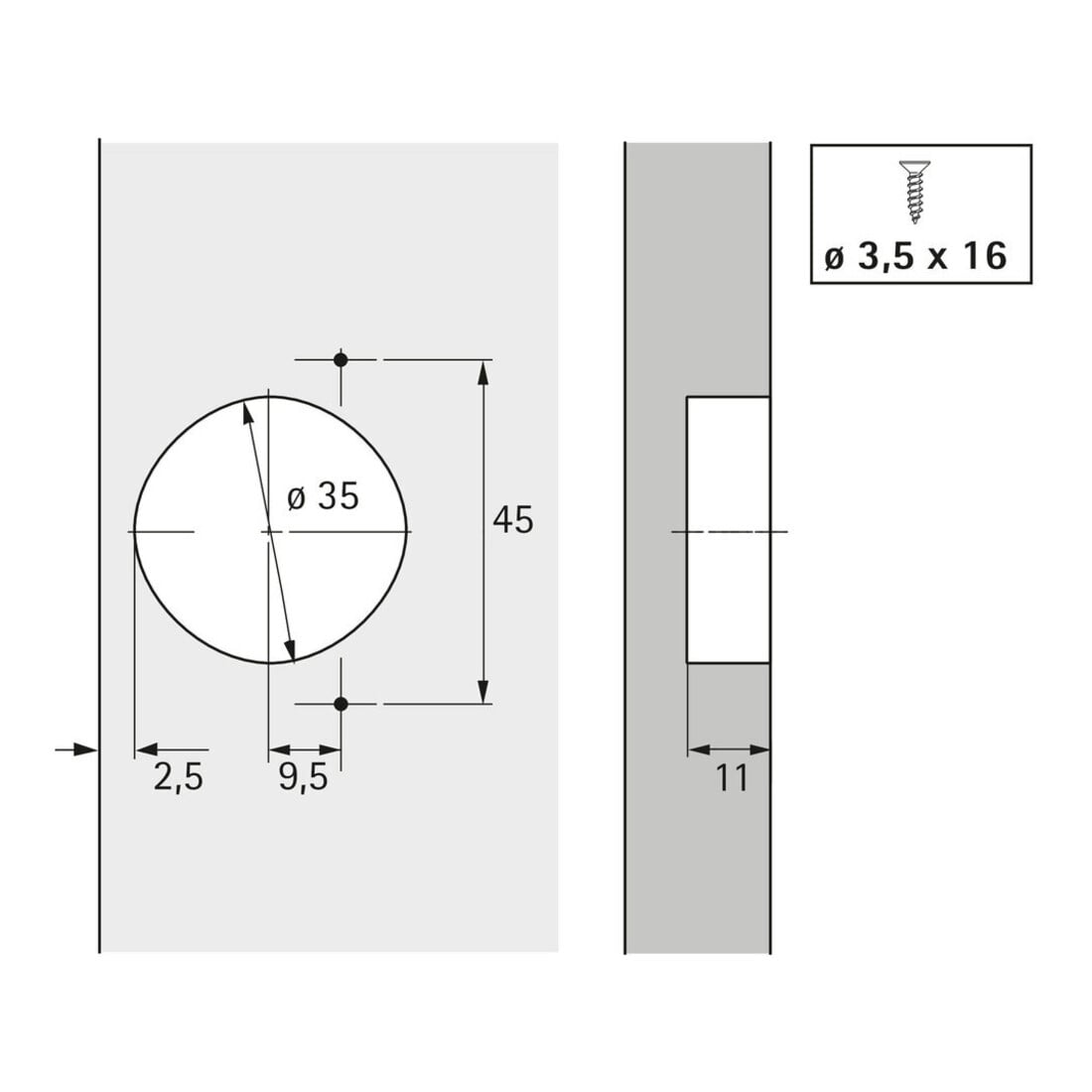 Hettich Automatikscharnier Optimat Plus 4 FM 9072548, 110° Stahl vernickelt