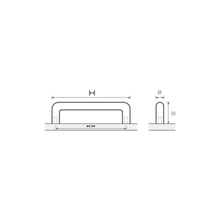 HETTICH Avenio poignée de meuble STA chromé brillant 160 mm D.10 mm