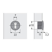 Hettich Bague de clé ronde, type 2175 44560, diamètre 22 mm, P 14,3 mm nickelée-4