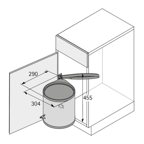 Hettich BIN.IT CL ABFALLS KB400MM 15L WEISS/KST.