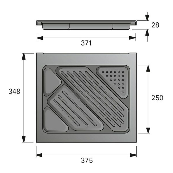Hettich Caddy pour matériel d’écriture Systema Top 2000 9082379 KF aluoptik