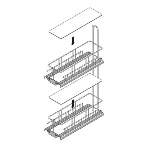 Hettich Cadre de tiroir étagère Cargo IQ plus 200 9065861 plastique translucide