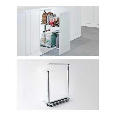 Hettich Cadre tiroir sous-meuble avec extension totale, Dispensa JS 9277621, H 606 mm argent