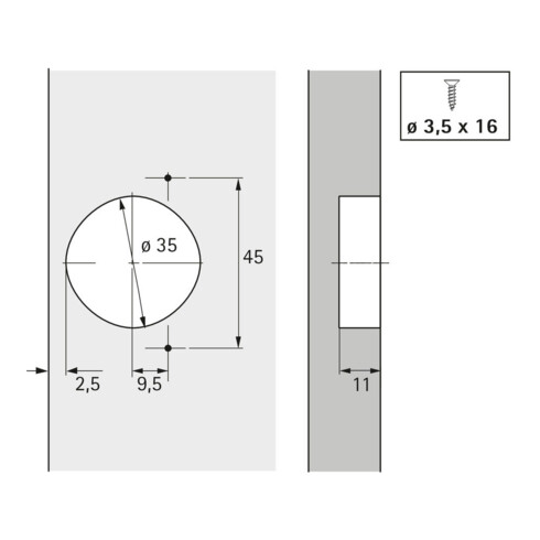 Hettich Charnière automatique Optimat Plus 4 FM 9072548, 110°, acier nickelé