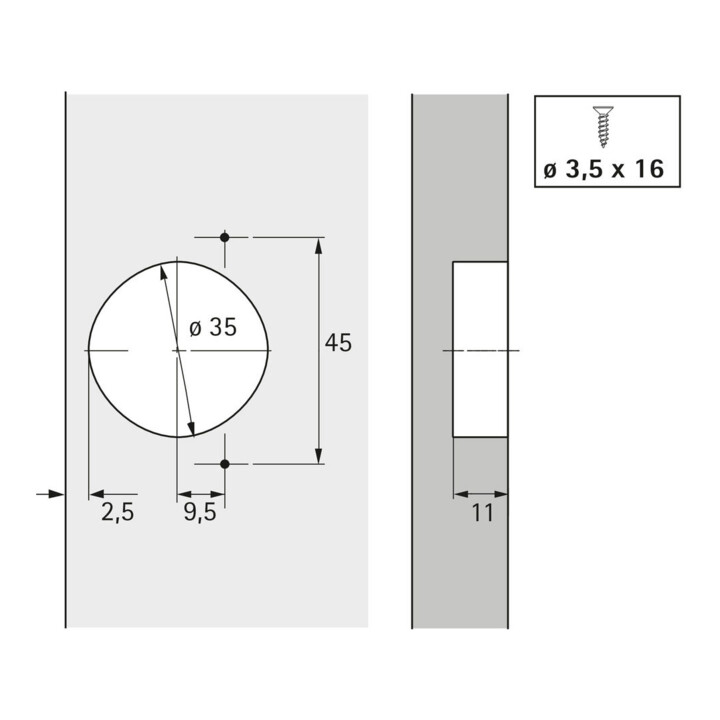 Hettich Charnière automatique Optimat Plus 4 FM 9072548, 110°, acier nickelé