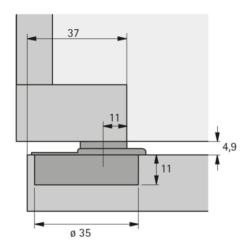 Hettich Charnière automatique Optimat Plus 4 FM 9072548, 110°, acier nickelé