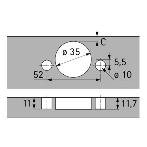 Hettich Charnière de meuble Intermat 9943, 48061 110°, déport 9,5 mm acier nickelé