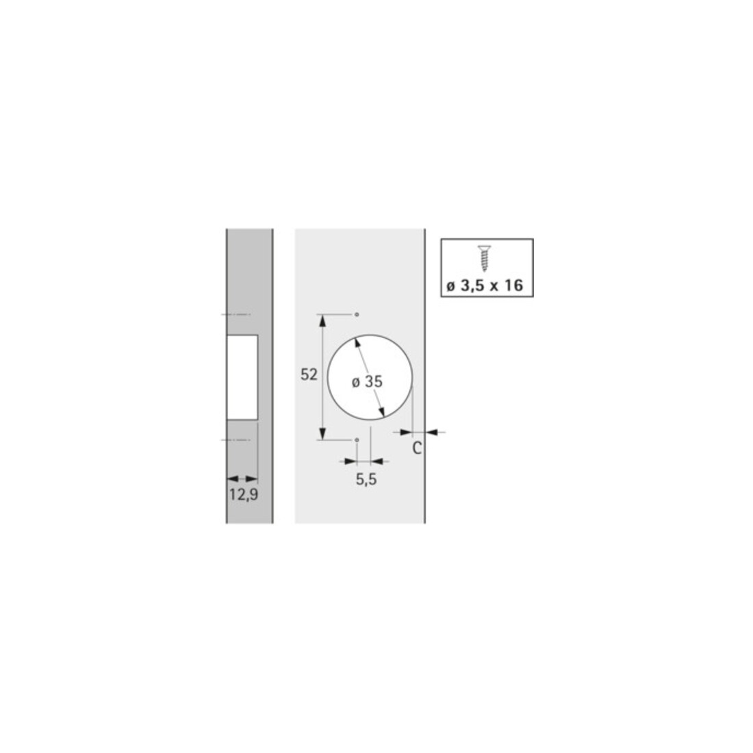 Hettich charnière spéciale ET 582 K.0,0mm z.Aufschr.