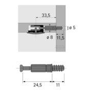 Hettich Cheville à visser Ø 5 mm, longueur de serrage 24,5 mm Twister DU 262, 20060 zingué-3