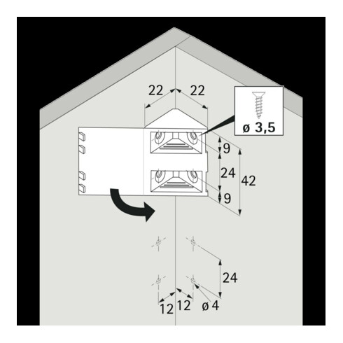 Hettich Connecteur d'angle universel avec capuchon 44743 plastique noir