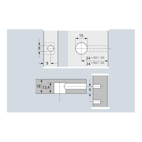 Hettich Connecteur excentrique perçage, diamètre 15x13,7mm Rastex 15 71950