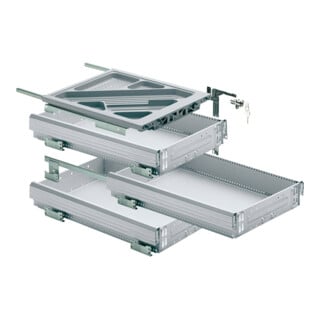 Hettich Container-Set mit Teilauszügen, 392, Aluminium Optik