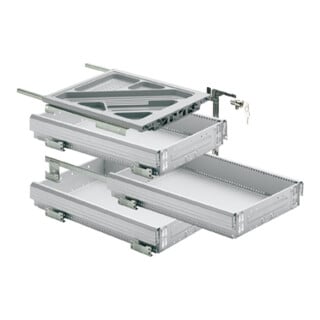 Hettich Container-Set mit Teilauszügen, 392, Aluminium Optik