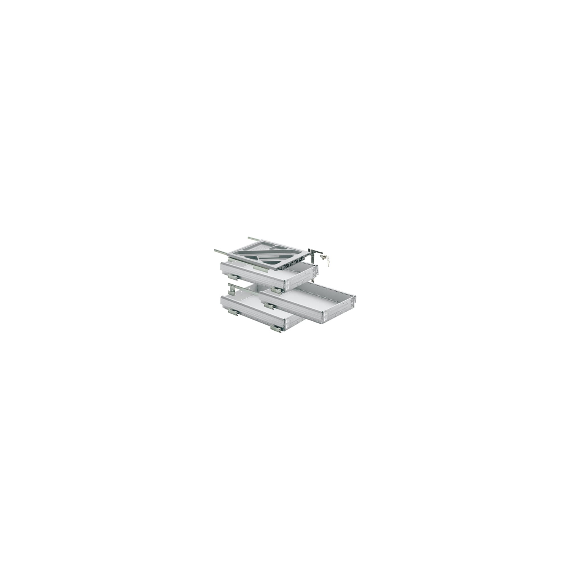 Hettich Container-Set mit Teilauszügen, 392, Aluminium Optik