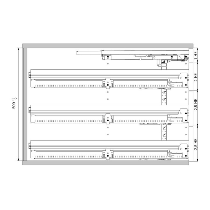 Hettich Container-Set mit Teilauszügen, 392, Aluminium Optik