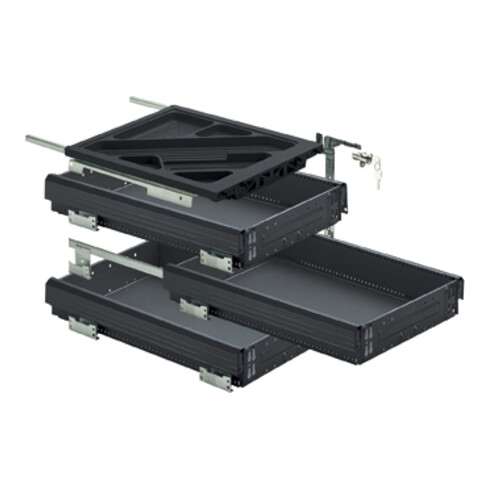 Hettich Container-Set mit Teilauszügen, 392, schwarz