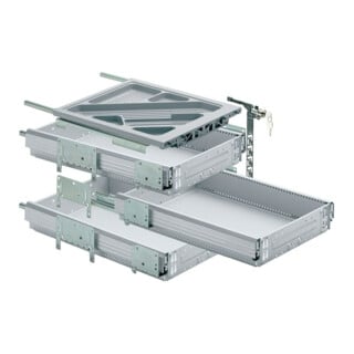 Hettich Container-Set mit Vollauszügen, Aluminium Optik, 730 mm