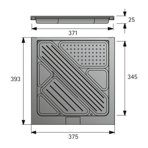 Hettich Corbeille à matériel d’écriture 9007183 plastique aspect alu