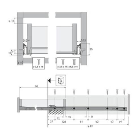 Coulisse à sortie partielle Hettich FR 402 avec Stop Control STA, blanc, 25kg