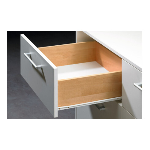 Hettich coulisse à sortie partielle FR 402 avec Stop Control STA blanc L.350mm 25kg Longueur de tiroir 350mm