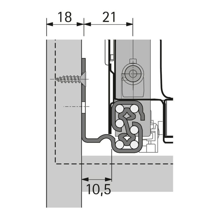 Hettich Coulisse à sortie totale sous plan, 9307659, 470 mm, acier