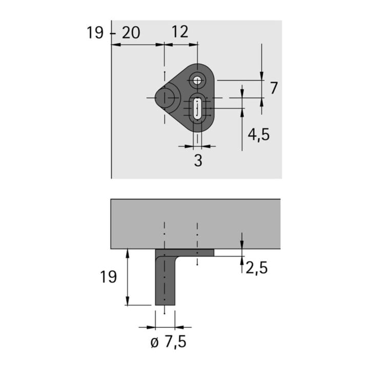 Hettich Drehstangenschloss Set mit Innenvierkant 15 mm