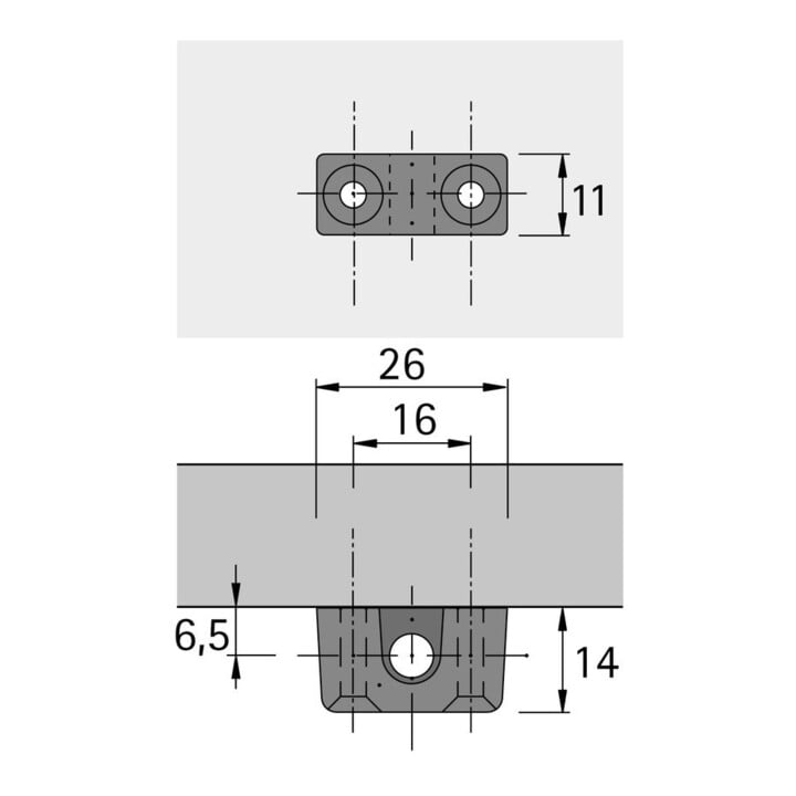 Hettich Drehstangenschloss Set mit Innenvierkant 25 mm