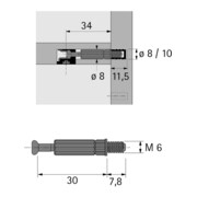 Hettich Einschraubdübel Bohr, Durchmesser 8mm, Spannmaß 30mm Twister DU 644 T, 20157 verzinkt-3