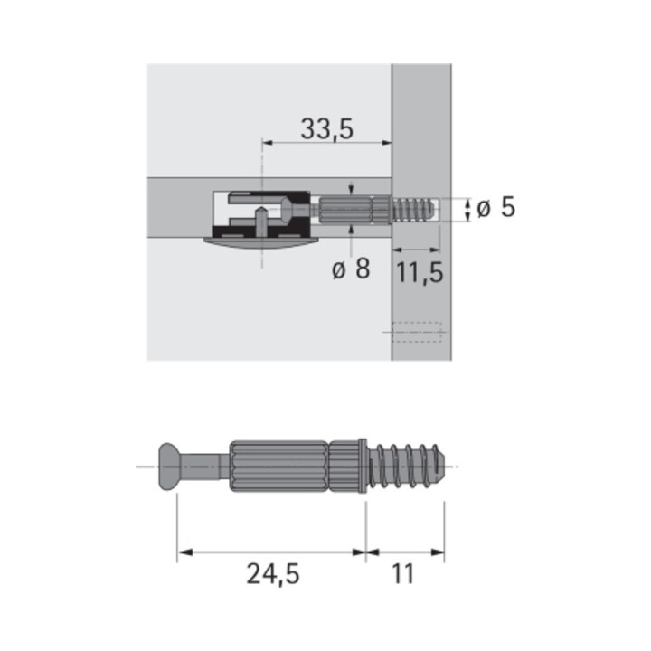Hettich Einschraubdübel Twister Durchmesser 5 mm Stahl