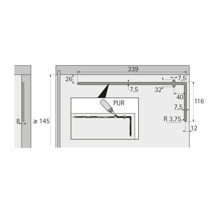 Hettich Einschwenk-Beschlag Lift Up, für Klappendicke 18 mm und 19 mm