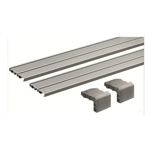 Hettich Ensemble profil de guidage double voie, 2500 mm SlideLine M 9227245, argent