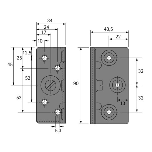 Hettich Équerre de lit réglable 90mm, Lit rembourré StabiloFix, 47634, acier zingué
