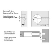Hettich Exzent.Verbindungsbeschl. Bohr, Durchmesser 25x12mm Rastex 25 13116-5