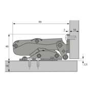 Hettich Führungsscharnier Kamat, Für Kühlschrankumbauten, Öffnungswinkel 115°-4