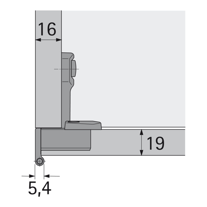 Hettich Grundscharnier Selekta Pro 2000,  270  Grad, Auflage 12 mm, mit Spreizmuffen, vernickelt