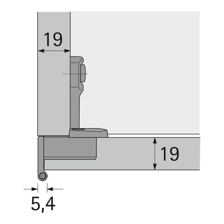 Hettich Grundscharnier Selekta Pro 2000,  270  Grad, Auflage 15 mm, mit Spreizmuffen, vernickelt