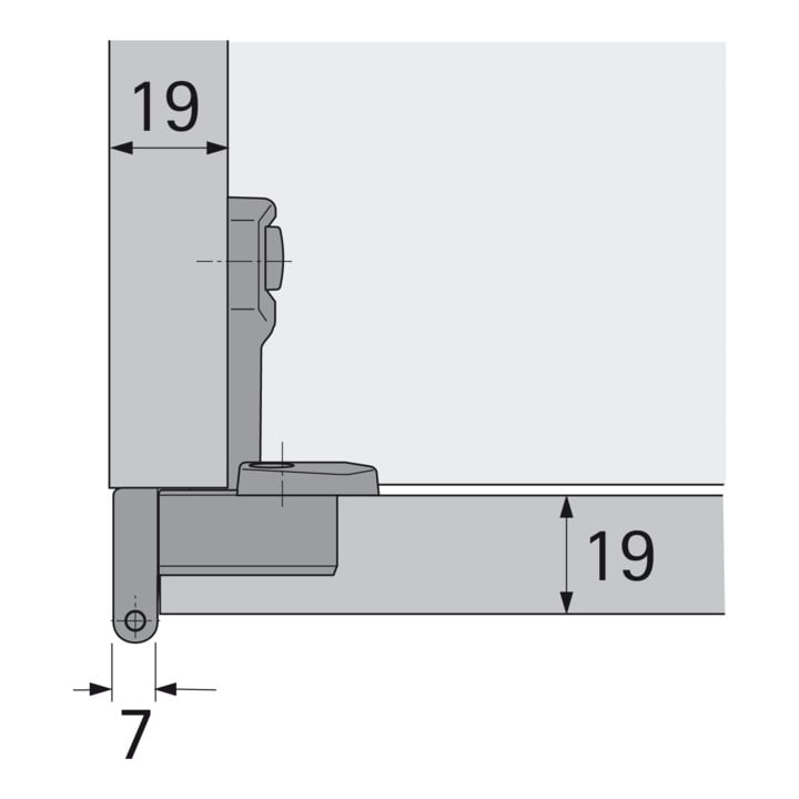 Hettich Grundscharnier Selekta Pro 2000,  Öffnungswinkel 230  Grad, Auflage 11 mm, mit Spreizmuffen, vernickelt