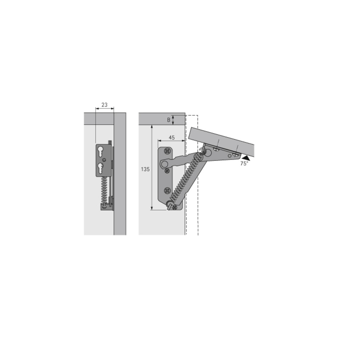 Hettich Hochklapp - Beschlag Lift Junior, 140 N, 2,5 kg