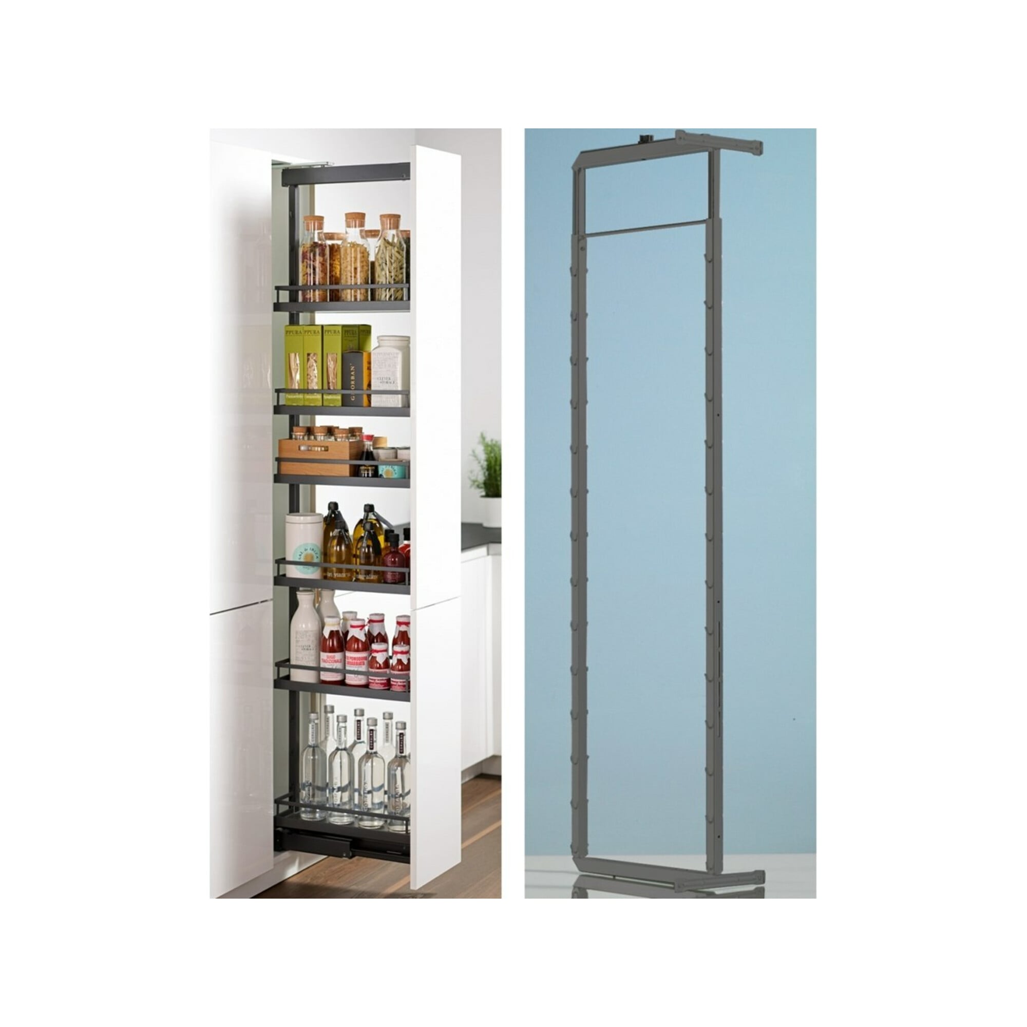 Hettich Hochschrankauszugrahmen Dispensa 90° 9117211, 1845- 2245mm Stahl